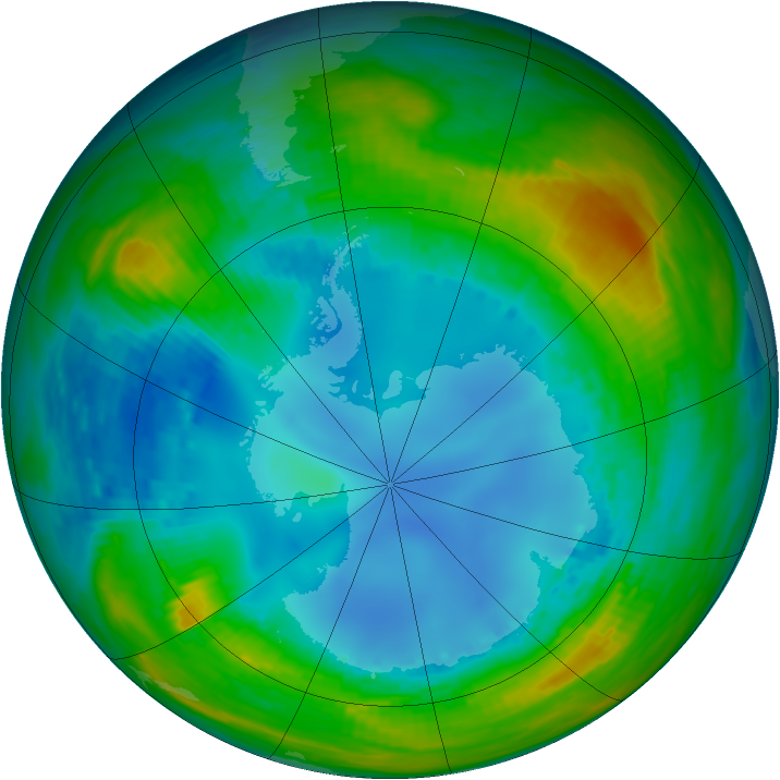 Antarctic ozone map for 08 August 1990